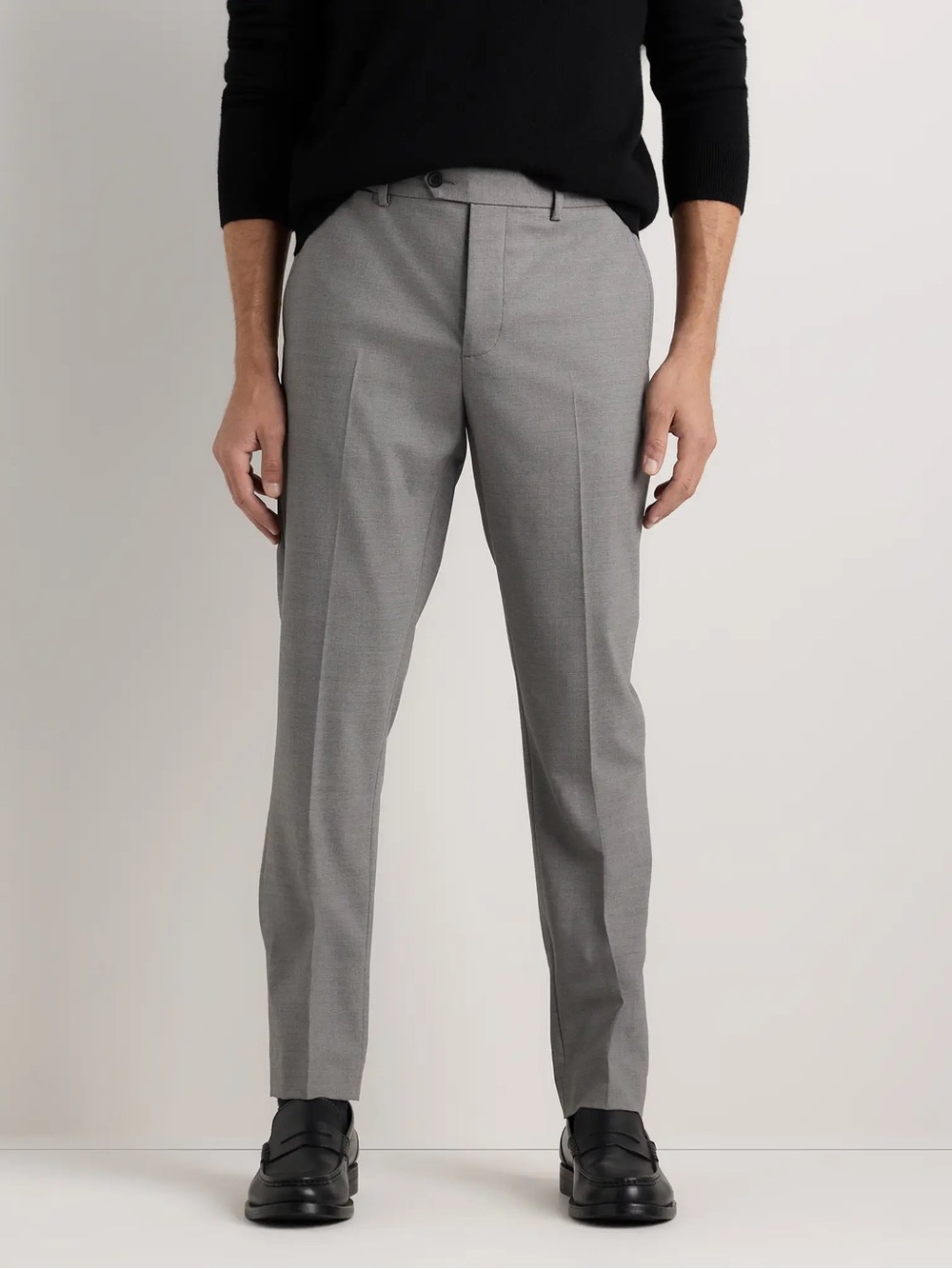 NEW Quince Mens Grey Melange Stretch Italian Wool Dress Pants Slim Fit 32x34